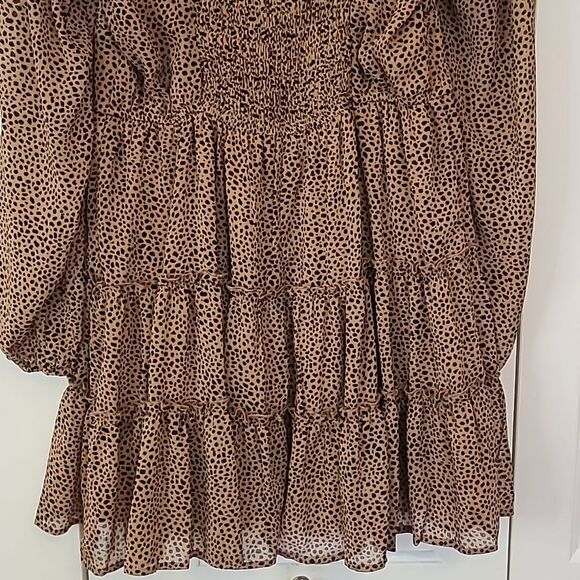 Altar'd State Animal Print Babydoll Tiered Mini Dress Size L - Picture 9 of 11